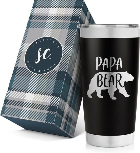 SassyCups Papa Bear Tumbler - Awesome Dad Gifts - Papa Bear Mug - Cool Birthday Gifts...