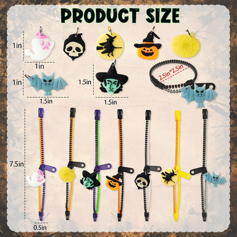 Kockuu 21pcs Fidget Zipper Bracelets for Kids - Glow in the Dark Party Favors & Sensory Stress Slap Bracelets - Bulk Halloween Goodie Bag Filler...