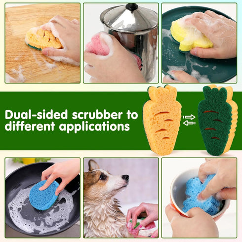 Vansolinne Sponges Cleaning Kitchen Sponges Easter Sponge Cleaning Kitchen Gifts for Easter Household Scouring Pads 8PCS Dual-Sided Sponge Scratch...