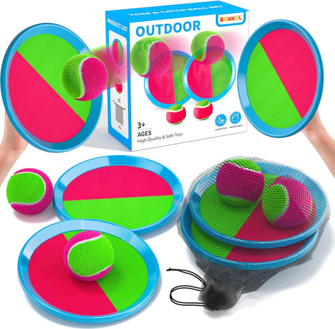 Bennol Toss and Catch Ball Game Outdoor Toys for Kids with 2 Paddle, 2 Balls and A Storage Bag,Outdoor Outside Games Toys for Kids Ages 3 4 5 6 7 ...
