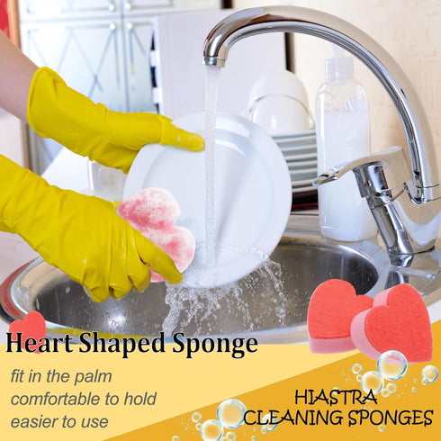 Heart Shaped Non-Scratch Scrub Sponge, Dual-Sided Cleaning Kitchen Sponge and Scrubber for Washing Dishes, Pots & Pans and Household Cleaning Supp...