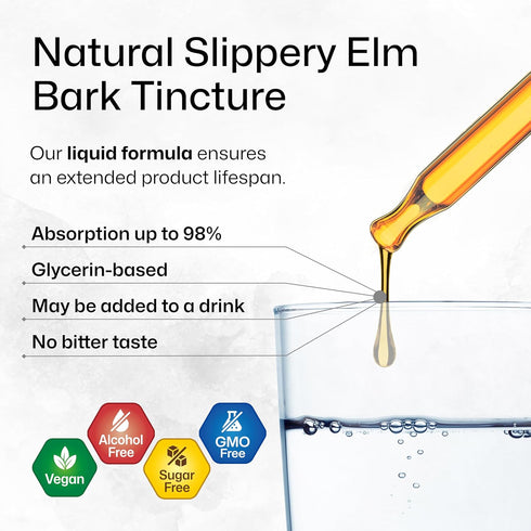 BIO KRAUTER Slippery Elm Bark Drops - Ulmus Rubra Slippery Elm Liquid - Respiratory & Digestive Health - Vegan, Alcohol & Sugar Free Extract - 2 F...