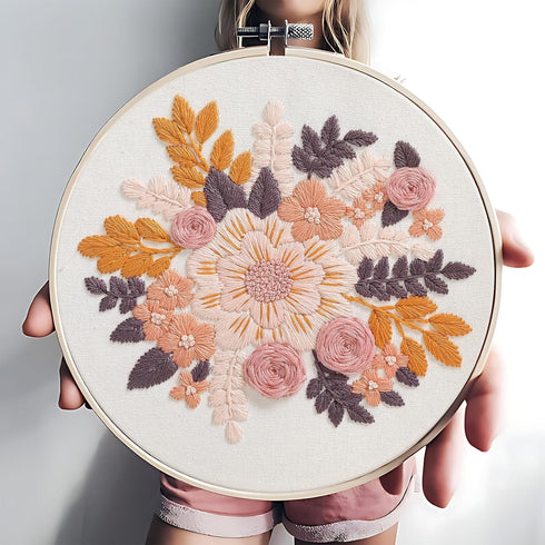Sivilife Embroidery Kit for Beginners, 3 Sets Stamped Cross Stitch Kits for Beginner, Floral Pattern Embroidery Starter Kits for Adults with Embro...