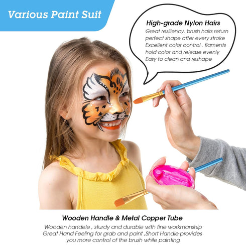 68 Pcs Face Paint Stencils Kit, 48 Face Painting Stencils 10 Stickers and 10 Painting Brushes Halloween Mask Stencils Reusable Makeup Templates fo...