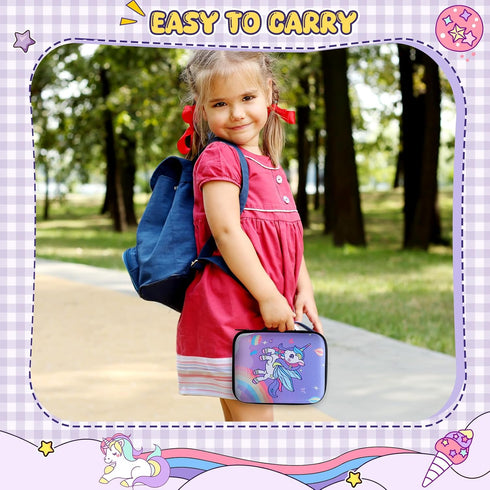 Waterproof Camera Case,Digital Storage Bag for Kids Girls Boys Ages 8-10 Small,Purple Unicorns Toy Instant Print Cameras Holder Bag,Video Print Se...