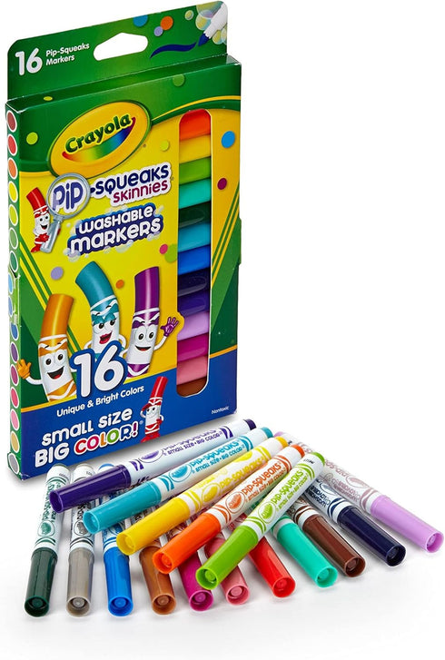 Crayola Washable Pip Squeaks Skinnies Markers, 16 Count, School Supplies, Gifts for Boys and Girls...
