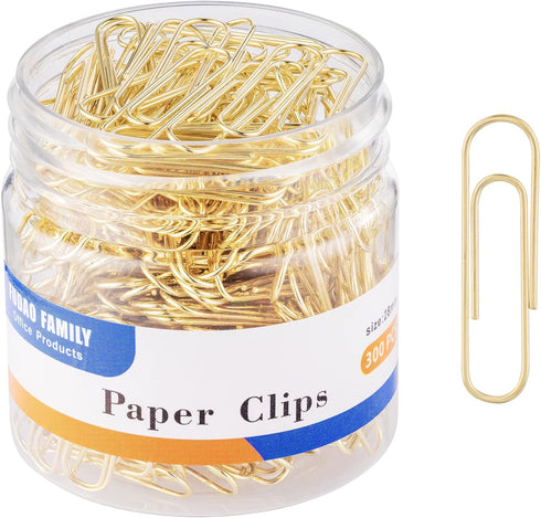 Paper Clips, 300-Count, Paperclips, Paper Clip, Gold Paper Clips, 1.1 Inch (28mm) Small Paper Clips...