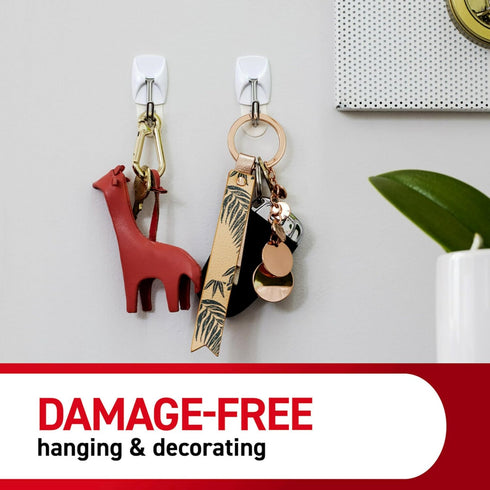 Command Small Wire Toggle Hooks, 4 Wall Hooks and 5 Command Strips, Damage-Free Hanging with Adhesive, No Tools for Hanging, Organization and Stor...