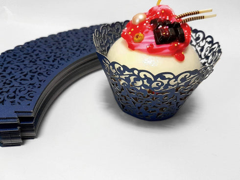 100pcs Cupcake Wrappers Artistic Bake Cake Paper Cups Little Vine Lace Laser Cut Liner Baking Cup Muffin Case Trays for Wedding Party Birthday Dec...