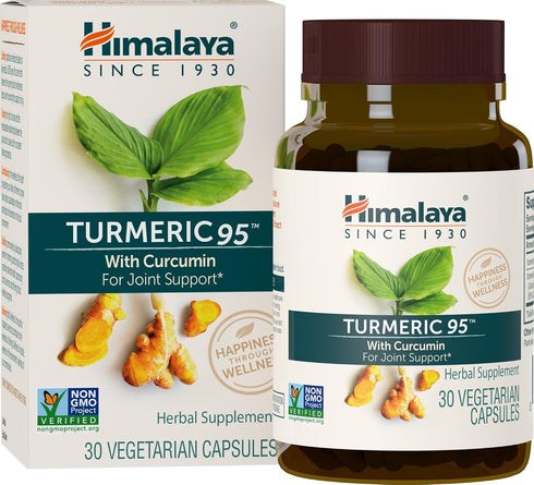 Himalaya Turmeric 95 Supplement with Curcumin/Curcuminoids, Joint and Muscle Support, Optimum Flexibility and Mobility, 600 mg, Non-GMO, Vegan, Gl...