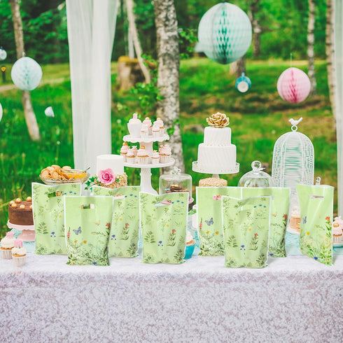 Herb Flower Party Favor Bags - 50Pcs Plastic Herb Wildflowers Candy Treat Gift Bag with Handles Rustic Farmhouse Floral Snack Goodie Bags Wedding ...