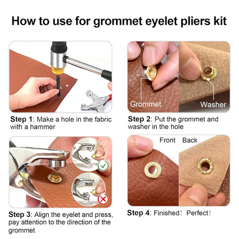 1203PCS Grommet Eyelet Pliers Tool Kit, 1/4 Inch Fabric Leather Hole Eyelets Grommets Punch Pliers, for Fabric, Leather, Belt, Shoes, Clothes...