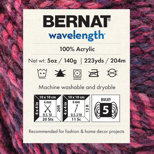 Bernat Wavelength Tanzanite Yarn - 3 Pack of 5oz/140g - Acrylic - #5 Bulky - 223 Yards - Knitting & Crochet......
