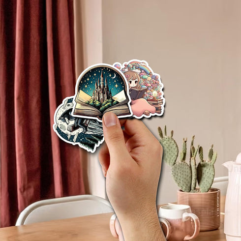 Pack 50 PCS Reading Book Stickers Waterproof Vinyl Decals Aesthetic Items for Adults Teens Lovers Readers Women Labels Decor Scrapbooks Laptop Pho...