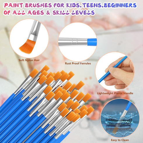 Paint Brushes Set for Acrylic Painting, 30 Pcs Art Paint Brushes Flat Acrylic Paint Brush, Nylon Paint Brushes for Kids Adults Oil Watercolor Rock...