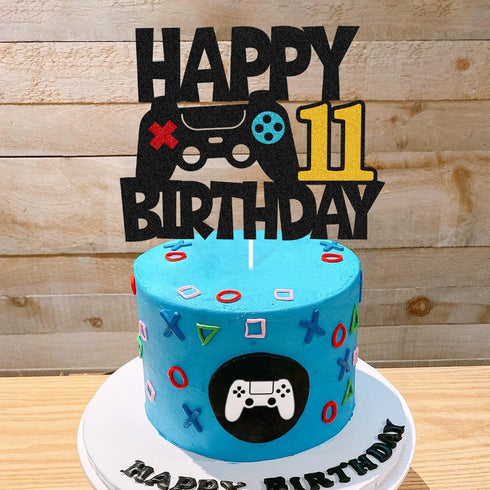 Happy 11th Birthday Cake Topper Game Controller 11s Cake Decoration Level 11s Unlocked Cake Decor Video Play Game Movie Theme Boys Girls Men Women...