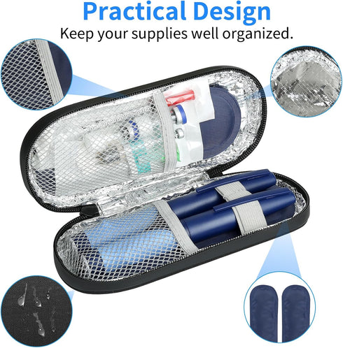 Insulin Pen Cooler Travel Case with 2 Reusable TSA Approved Ice Packs, Diabetic Medication Insulated Cooler Bag for Insulin Pens and Other Diabeti...