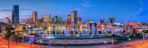 PHOTOSBYJON Baltimore Inner Harbor Skyline UNFRAMED Photo Print Three Styles 11.75 inches x 36 inches Photographic Panorama Poster Picture Standar...