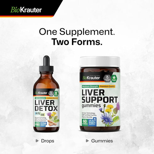 BIO KRAUTER Liver Detox Liquid - Liver Cleanse Detox Liquid Drops - Milk Thistle, Chanca Piedra, Turmeric, Dandelion, Artichoke - Vegan Drops 4 Fl...