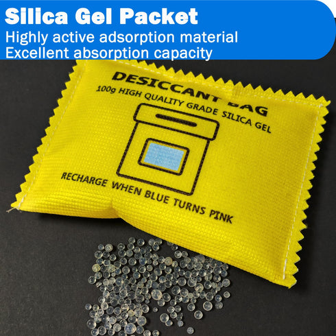 100g Rechargeable Desiccant Silica Gel Beads Pack Lab Desiccants Bag Rechargeable Moisture Absorbing for Storage Bins and Totes(3pack)...