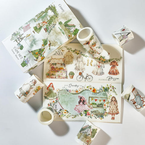 Idyllic PET Washi Tape Set - 6 Roll Wide PET Tape for Scrapbook Supplies,Character Decorative Girls Sticker,Aquarelle Stickers, Bullet Journals Ma...
