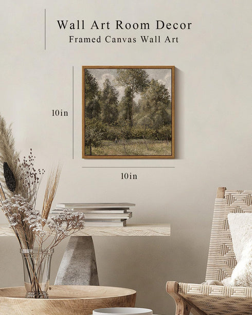 InSimSea Square Framed Canvas Wall Art, Farmhouse Poplars Natural Landscape Wall Art Prints, Classical Oil Painting Home Decor for Bedroom Living ...