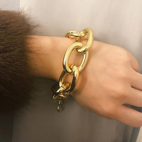 HUASAI Chunky Gold Bracelets for Women Thick Paperclip Bracelet Link Chain Bracelet for Women Gold Jewelry for Women Birthday Gifts for Her...