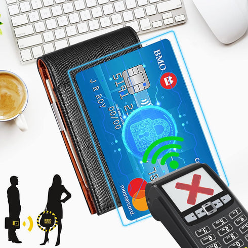 FEITH&FELLY Men Bifold Wallet with Money Clip - Leather Minimalist Front Pocket RFID Blocking...