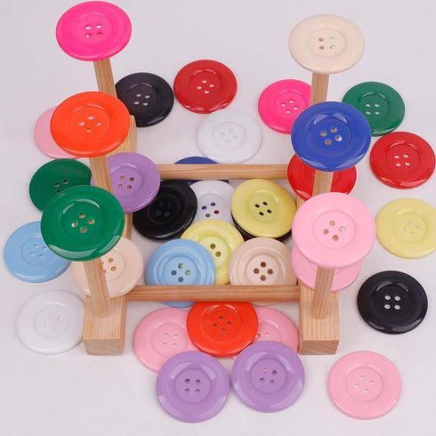 YAKA 50Pcs 1.5inch(38mm) Sewing Resin Buttons Round Shape 4 Holes Craft Buttons for Sewing Scrapbooking and DIY Craft Multicolored...