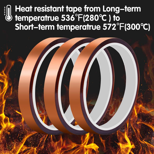 10 Rolls Heat Resistant Tapes for Sublimation, 10mm X 33m 108ft Heat Press Tape for High Temperature Heat Transfer for Sublimation on Coffee Mugs,...