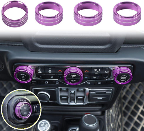 Voodonala Air Conditioner Headlight Center Consoles Switch Knob Cover Trim for 2018-2025+ Jeep Wrangler JL JLU Gladiator JT 4xe Interior Accessori...