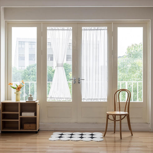 Aquazolax Patio Door Curtain Panel Elegant Solid Sheer Curtain 54"x72" Voile Drapery for French Door Window with Rod Pocket - 1 Piece, Pure White...