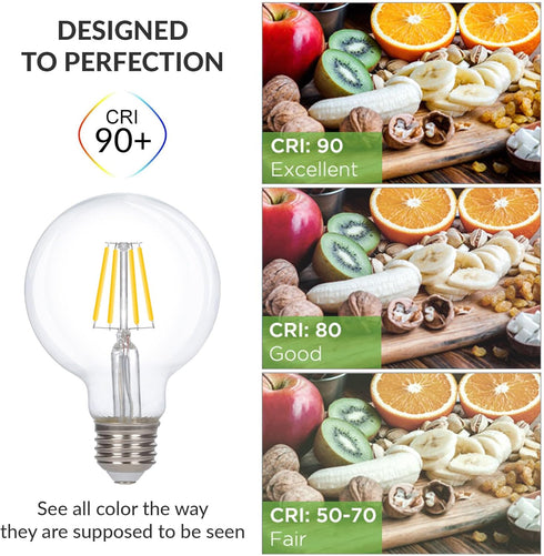 Simba Lighting LED Edison Vintage Vanity Globe Filament G25 (G80) 6W Dimmable 60W Equivalent (3 Pack) 120V Light Bulb for Bathroom Makeup Mirror, ...