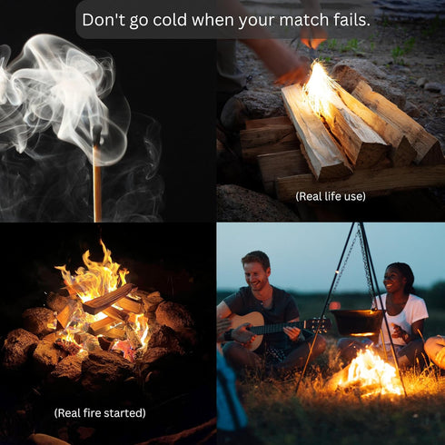 Ferro Rod Fire Starter Kit – Wood Handle Flint Fire Starter with Ferro Rod Striker and Wrist Lanyard – Weatherproof and Waterproof Fire Starter Su...