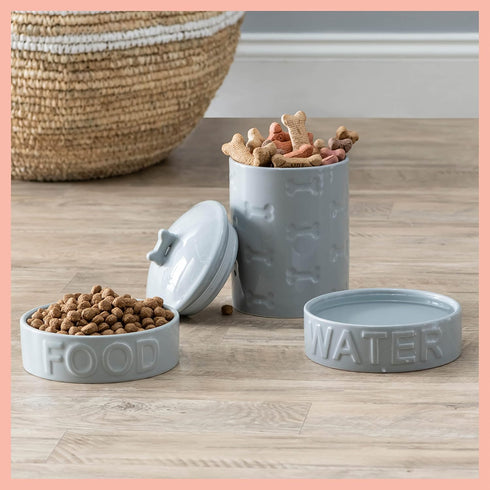 Park Life Ceramic Pet Bowls – Food Water Bowls for Dogs and Cats - Cute Pet Bowl for Small Medium and Large Size Dogs and Cats - Puppy Bowls (Smal...