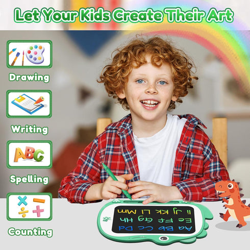 FLUESTON 8.8 Inch LCD Writing Tablet for Kids, Colorful Doodle Toddlers Toys Drawing Board, Educational Dinosaur Toys for 2 3 4 5 6 7 8 Year Old B...