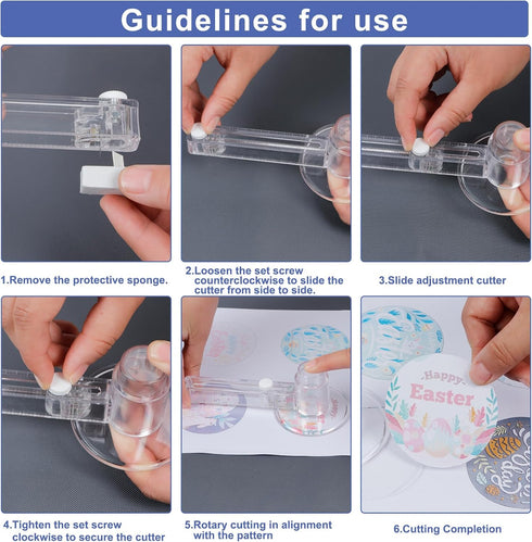 75mm/3 Inch Clear Circle Cutter Button Maker Tools, Adjustable Multi-Size Badge Making Round Cutting Tool, Cutting Knife Photo Paper Model Circle ...
