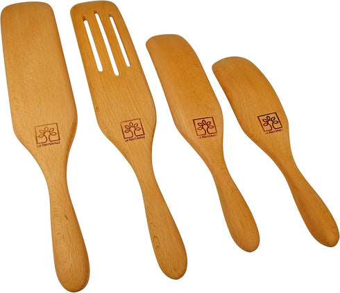 Spatula Spurtle Kitchen Tools As Seen On TV, 5Pcs Wooden Spurtle/Spatula Set, Premium Beechwood Wooden Spoons Non-Coated, Cooking Utensil for Nons...