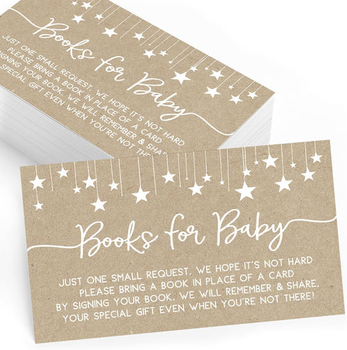 Printed Party Baby Shower Bring a Book Insert Cards, Rustic Kraft, Set of 25...
