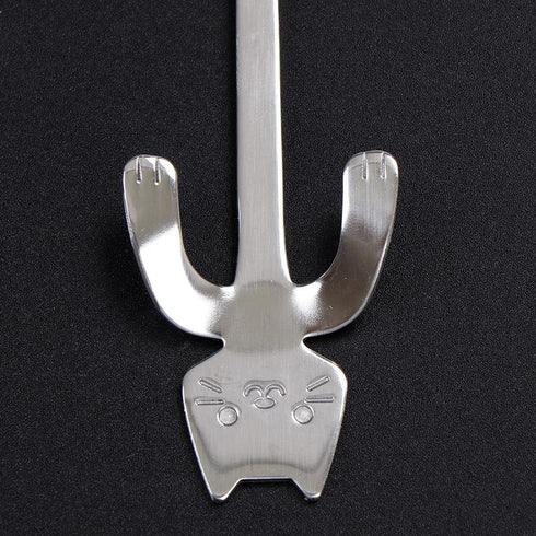 OBANGONG 4 Pcs Coffee Spoon Set - Mini Cat Hugging Kitty Tea Soup Sugar Dessert Appetizer Seasoning Bistro Hanging Cup Spoon...