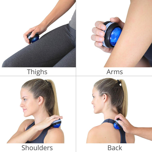 Body Back Manual Massage Roller Ball | Deep Tissue Roller & Lacrosse Ball - Hand Held Massager for Sore Muscles & Joint Pain | 360 Degree Mobility...