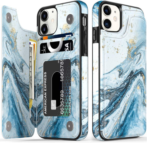 LETO for iPhone 11 Case,Leather Wallet Case with Fashion Floral Flower Designs for Girls Women,with Kickstand Card Slots Cover,Protective Phone Ca...