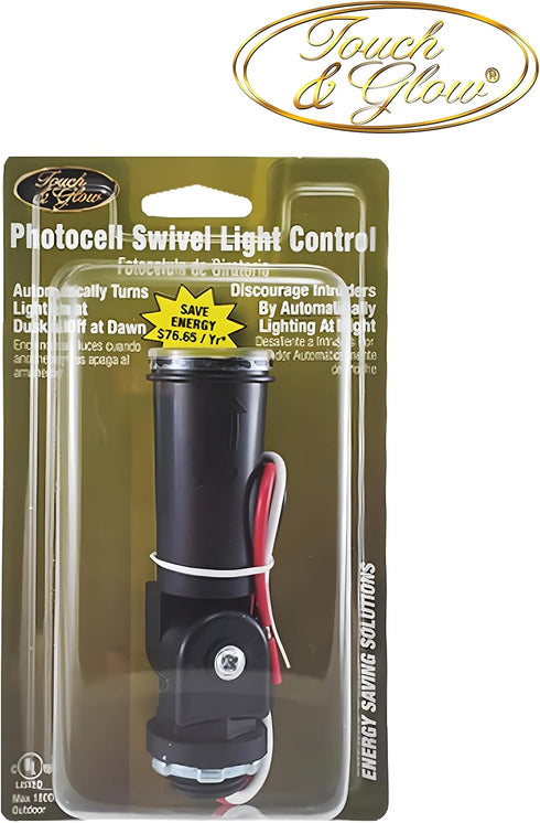Outdoor Conduit Lighting Control with Photocell and Swivel Mount (Hardwired, Black), Photocell Light Sensor for Outdoor Lighting, Defiant Outdoor ...