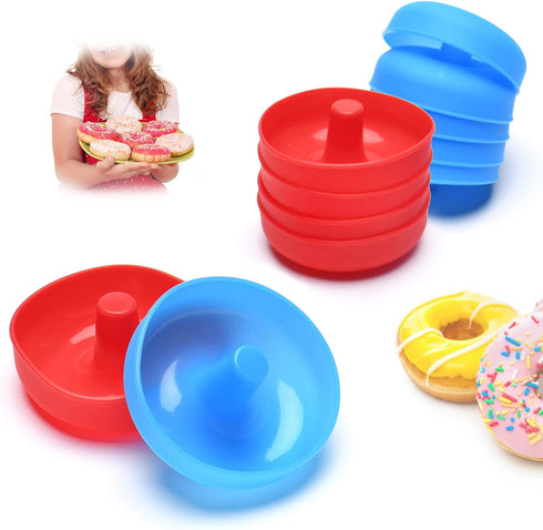 Jell-Cell Silicone Donut Mold for Baking Cupcake,12 Pieces Nonstick Flexible Mini Round Doughnut Muffin Cups Shape Color Red & Blue...