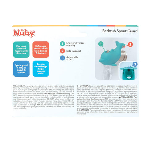 Nuby Bathtub Safety Spout Guard - Compatible with Most Standard Faucets - Bath Toys - Dolphin...