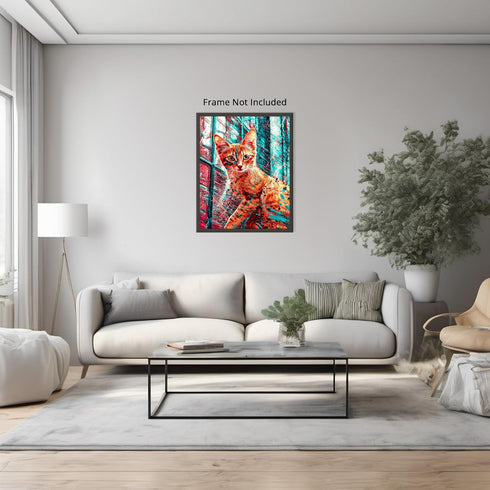 Posterizer 1 pcs-A pop art portrait of a cat-with a vibrant, abstract background-Art for Animal Lovers-Collectibles & Fine Art-Decor for Home & Of...
