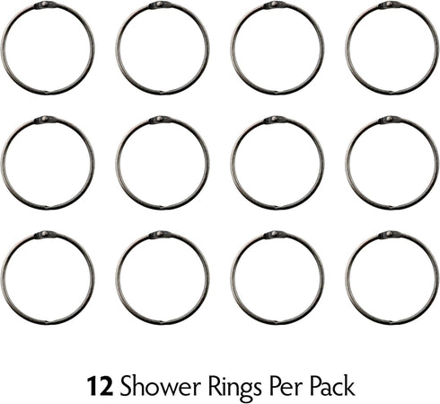 SlipX Solutions Simple Slide Shower Curtain Rings Provide Effortless Gliding on Standard Shower Rods (Rust Resistant, Snap Closure) (12, Oil Rubbe...
