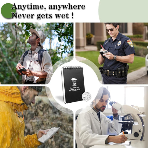 Waterproof Notebook, 4 Pack Top-Spiral Pocket Notepad, 3" x 5" Weatherproof NotePad, All Weather Police Pocket Notebook Little Memo Steno Note Pad...