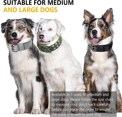 Reflective Nylon Dog Collar, Adjustable Heavy Duty Tactical Collars with Control Handle, Breathable Padded for Medium Large Dogs (L, Black)...