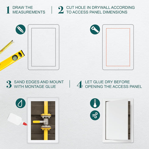 8" x 12" White Plastic Access Panel. Service Shaft Door Panel. Plumbing, Electricity, Heating, Alarm Wall Access Panel for Drywall. Bathroom Servi...